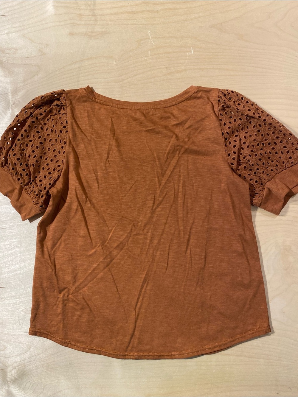 Jane + Delancey Eyelet Puff Sleeve Top - Rust Medium (RT) - Picture 8 of 8
